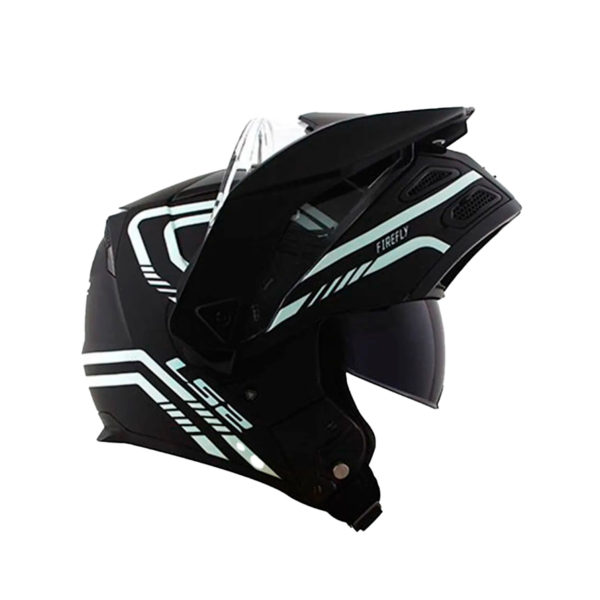 Casco Abatible Ls2 Ff324 Metro Evo Firefly Negro Matte. - Imagen 2
