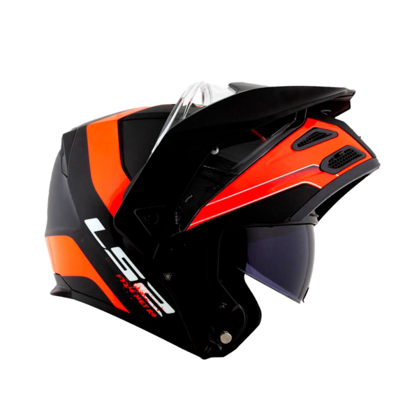 Casco Moto Abatible Ls2 Ff324 Rapid Negro Naranjo Matte - Imagen 2