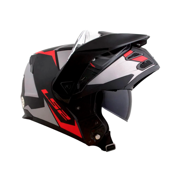 Casco Abatible Ls2 Ff324 Metro Evo Sub Negro Gris Rojo - Imagen 3