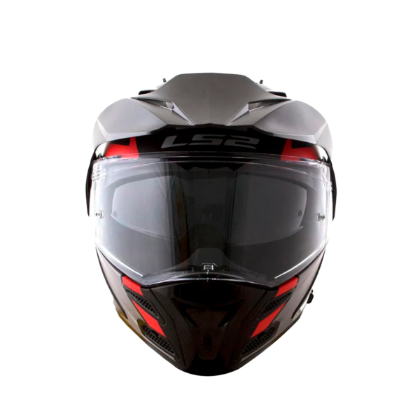 Casco Abatible Ls2 Ff324 Metro Evo Sub Negro Gris Rojo - Imagen 2