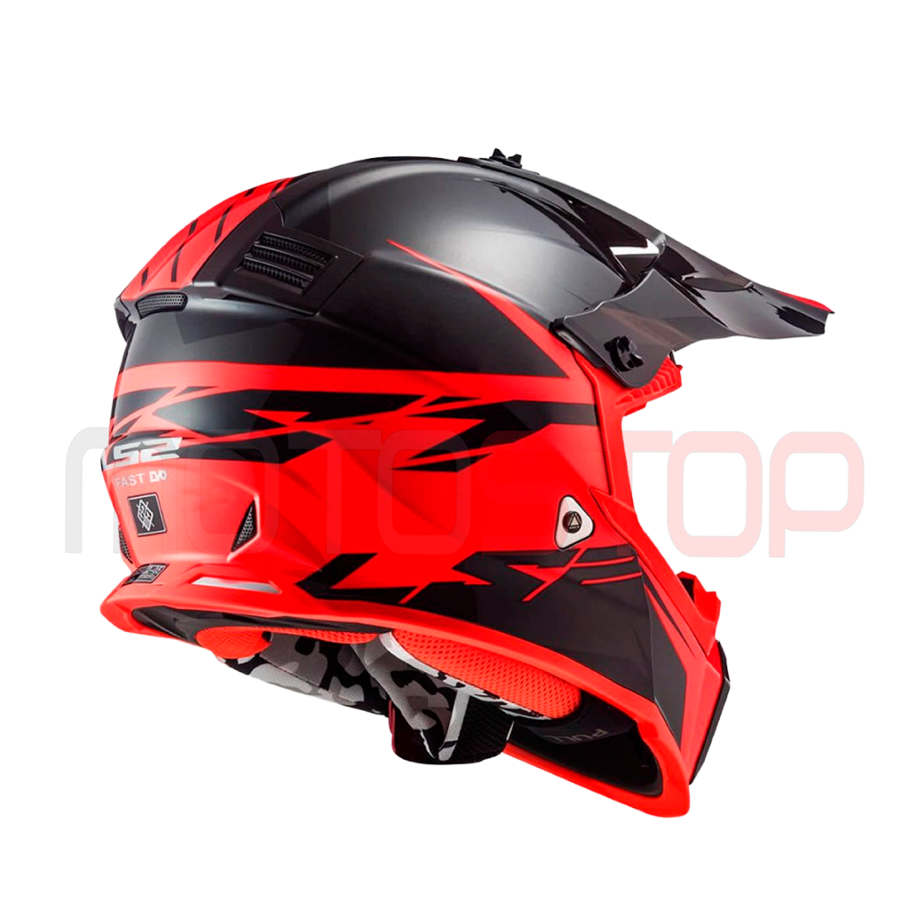 Casco Cross LS2 Fast EVO Xcode - Flu Arancio/Blu, Omologato ECE, Taglia XXS (51-52cm)