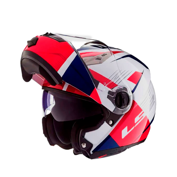 Casco Ls2 Ff370 Abatible Milan Blanco Rojo