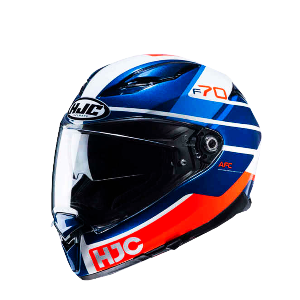 HJC F70 Integralhelm – Größe M, Blau-weiß-rot, Mit Pinlock & Sonnenvisier