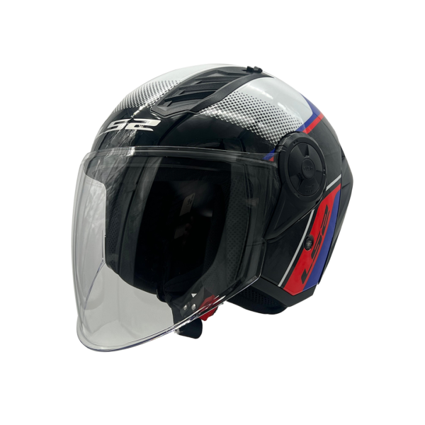 Casco Moto Ls2 Of616  Airflow II Rush Blanco Azul Rojo