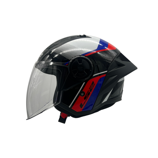 Casco Moto Ls2 Of616  Airflow II Rush Blanco Azul Rojo - Imagen 2