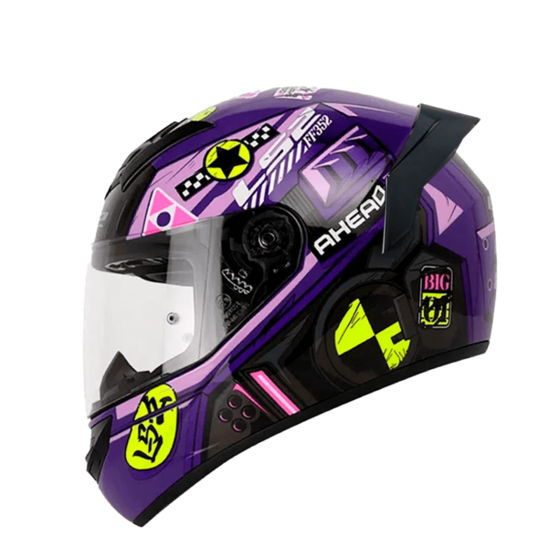 Casco Integral Ls2 FF352  Evo Big One Morado Amarillo - Imagen 4