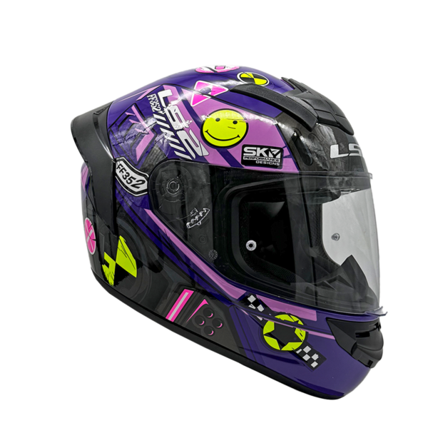 Casco Integral Ls2 FF352  Evo Big One Morado Amarillo - Imagen 3