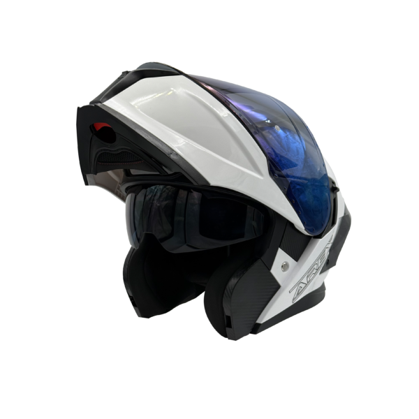 Casco Arex Abatible blanco Brillante / Visor Iridium Azul - Imagen 3
