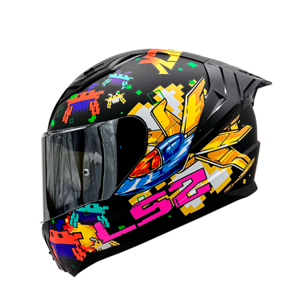 CASCO LS2 FF810 VIGO SPACE ATTACK NEGRO AMARILLO ROJO MATE / VISOR ESPEJO