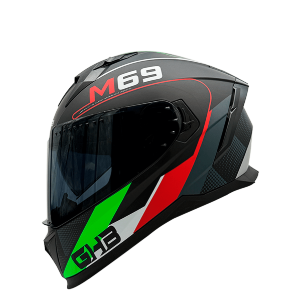 CASCO GHB M-69 STRIPES VERDE BLANCO ROJO MATTE VISOR NEGRO