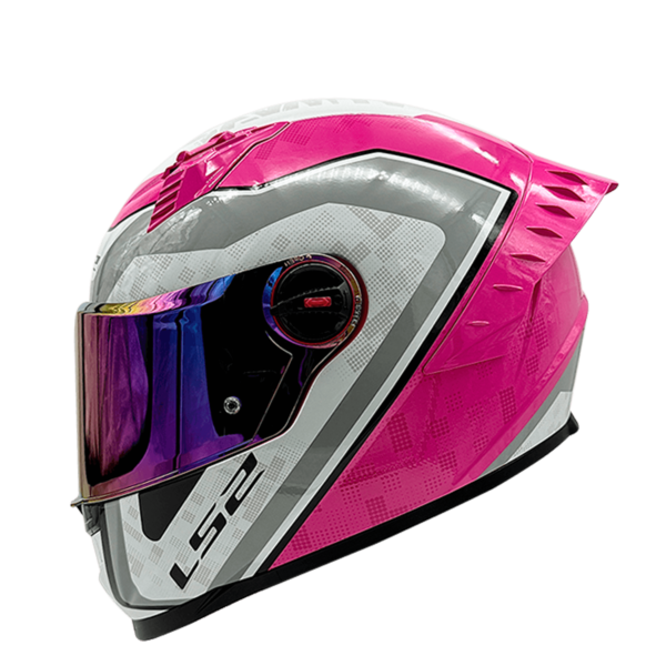 CASCO LS2 FF816 COSMOS STRIKE ROSA GRIS VISOR TORNASOL - Imagen 4