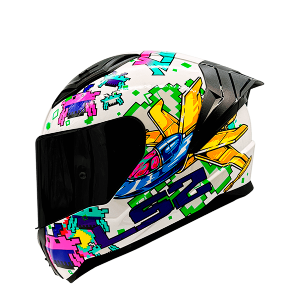 CASCO LS2 FF810 VIGO SPACE ATTACK BLANCO MORADO / VISOR NEGRO