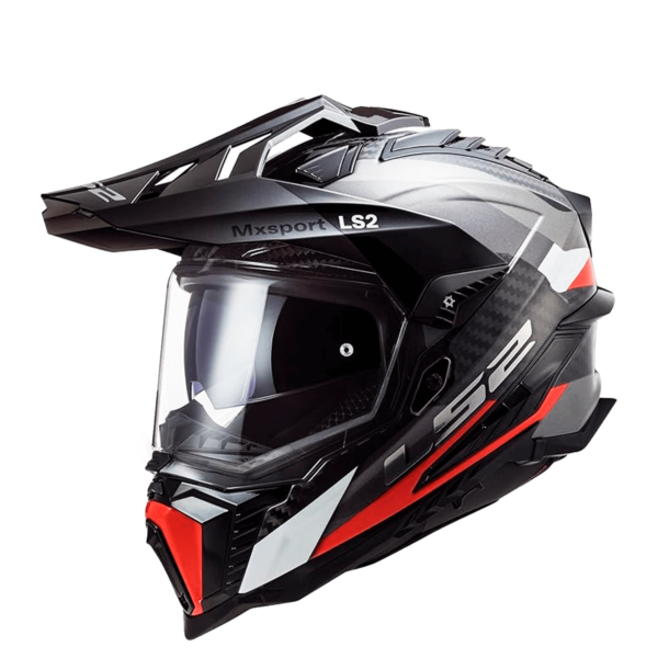 Casco Multipropósito Ls2 Mx701 Explorer Carbono Frontier Titanio Rojo