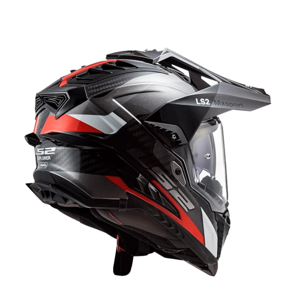 Casco Multipropósito Ls2 Mx701 Explorer Carbono Frontier Titanio Rojo - Imagen 3