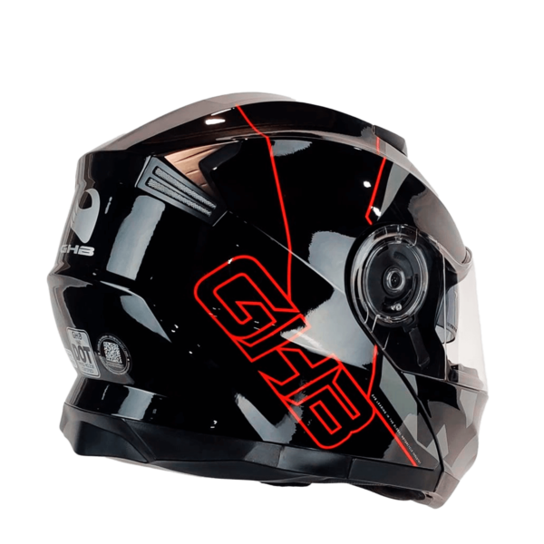 CASCO ABATIBLE GHB 160 STREAK NEGRO ROJO - Imagen 3