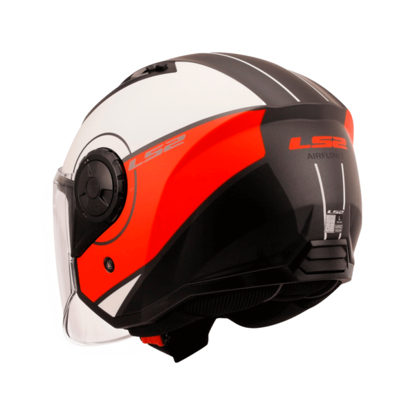 CASCO LS2 OF616 AIRFLOW II COVER BLANCO ROJO - Imagen 4