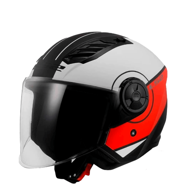 CASCO LS2 OF616 AIRFLOW II COVER BLANCO ROJO - Imagen 3